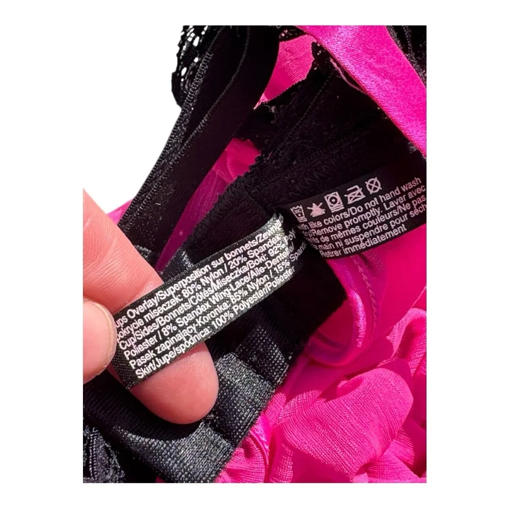 La Senza Lingerie Babydoll Small Pink Black Go Up Two Cup Sizes Y2K Snookie Hot - Picture 4 of 11